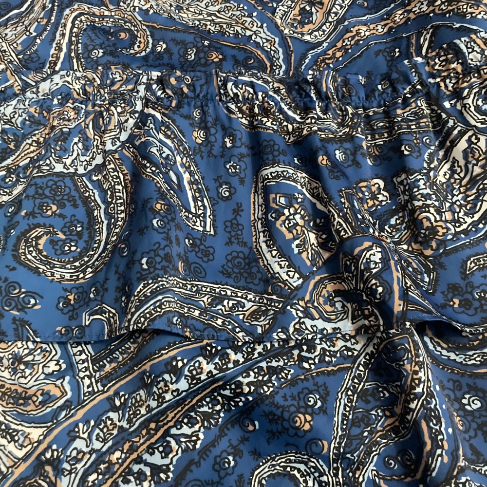 Outerknown Maxi Skirt Womens 4 Blue Paisley Tiered Boho Ruffle Flowy Cottagecore - Picture 6 of 7